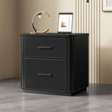 Modern Grey Narrow Wood Nightstand with 2 Drawers Image - 7
