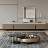 Modern Grey Stone Drawers Long TV Stand with Legs Image - 3