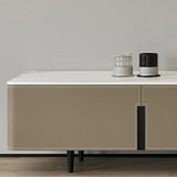 Modern Grey Stone Drawers Long TV Stand with Legs Image - 6