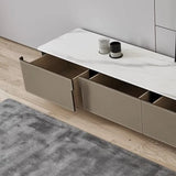 Modern Grey Stone Drawers Long TV Stand with Legs Image - 8