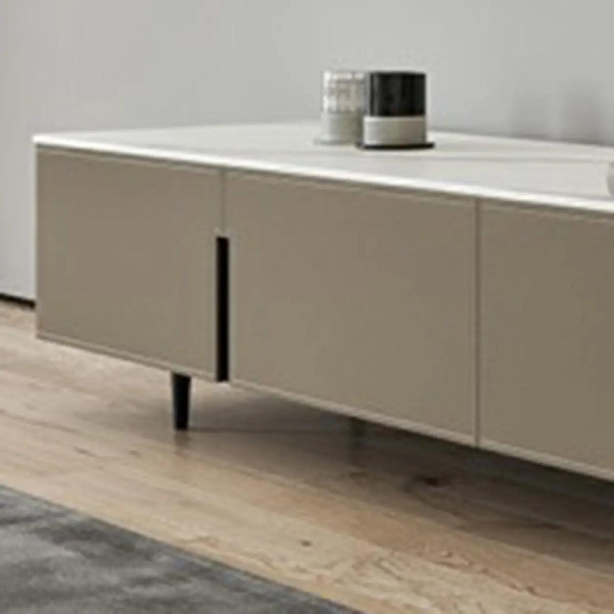 Modern Grey Stone Drawers Long TV Stand with Legs Image - 9