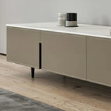Modern Grey Stone Drawers Long TV Stand with Legs Image - 9