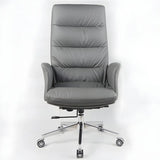 Modern High-Back Faux Leather Grey Adjustable Office Chair Image - 12