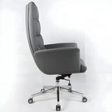 Modern High-Back Faux Leather Grey Adjustable Office Chair Image - 13
