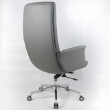Modern High-Back Faux Leather Grey Adjustable Office Chair Image - 14