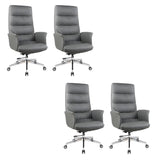 Modern High-Back Faux Leather Grey Adjustable Office Chair Image - 3