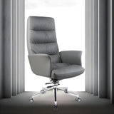 Modern High-Back Faux Leather Grey Adjustable Office Chair Image - 6