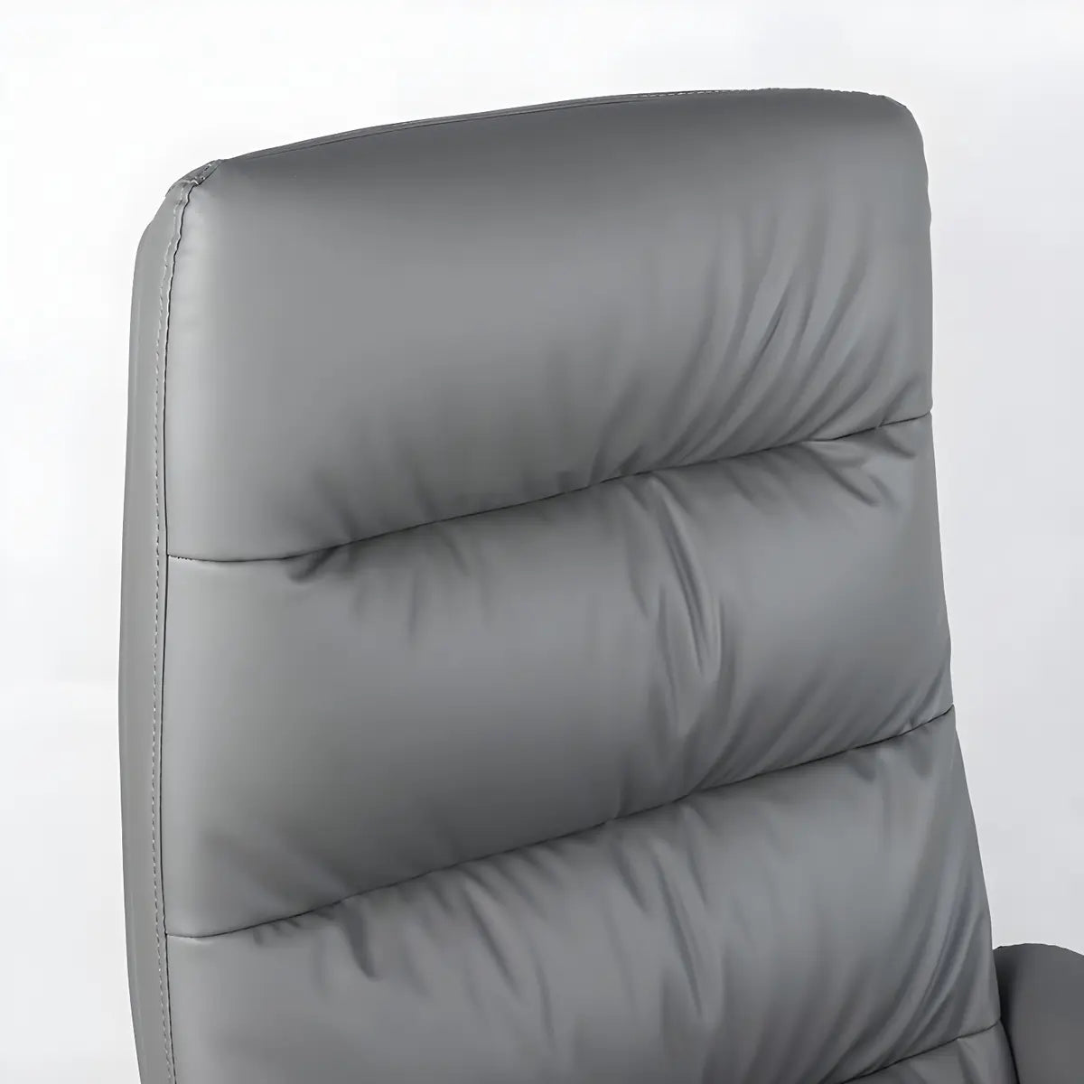 Modern High-Back Faux Leather Grey Adjustable Office Chair Image - 8