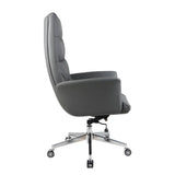 Modern High-Back Faux Leather Grey Adjustable Office Chair Image - 9