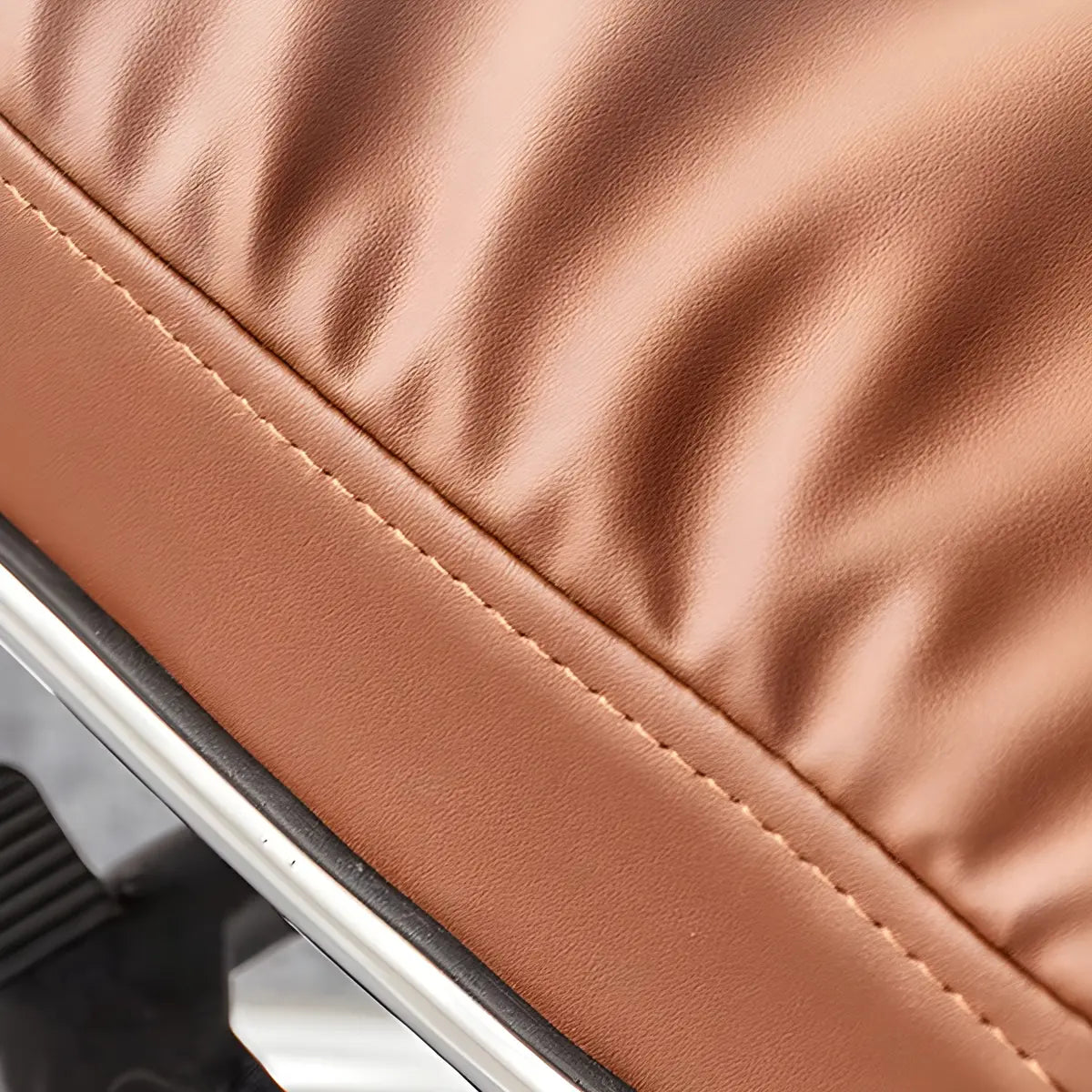 Modern High-Back Leather Office Chair with Fixed Arms Image - 10