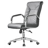 Modern High-Back Leather Office Chair with Fixed Arms Image - 3