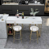 Modern Home Bar Height Table with Storage Shelves Image - 1