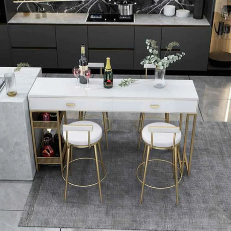 Modern Home Bar Height Table with Storage Shelves Image - 1