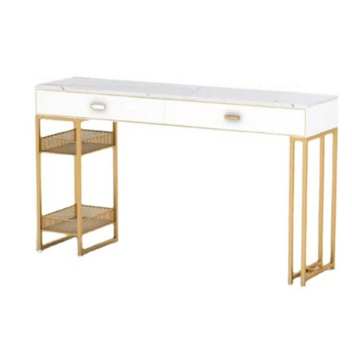 Modern Home Bar Height Table with Storage Shelves Image - 2