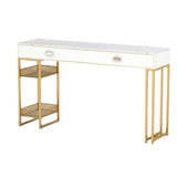 Modern Home Bar Height Table with Storage Shelves Image - 2