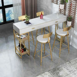 Modern Home Bar Height Table with Storage Shelves Image - 3