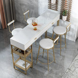 Modern Home Bar Height Table with Storage Shelves Image - 6