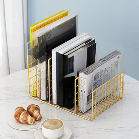 Modern Horizontal Iron Wire Desktop Storage Bookshelf Image - 1