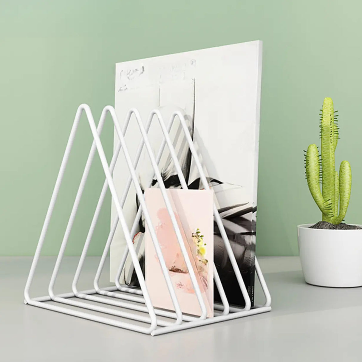 Modern Horizontal Iron Wire Desktop Storage Bookshelf Image - 3