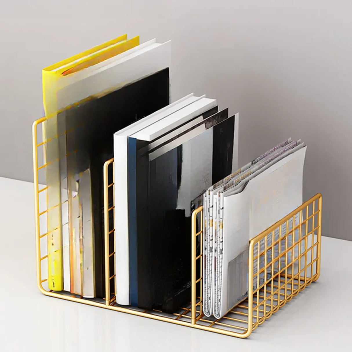 Modern Horizontal Iron Wire Desktop Storage Bookshelf Image - 7