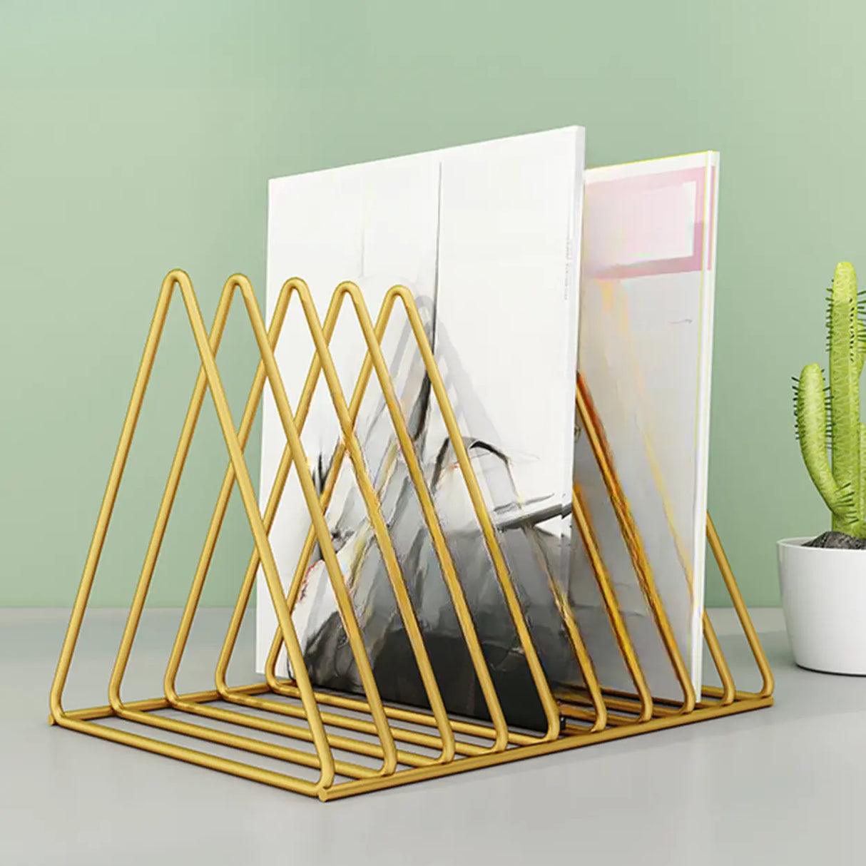 Modern Horizontal Iron Wire Desktop Storage Bookshelf Image - 8