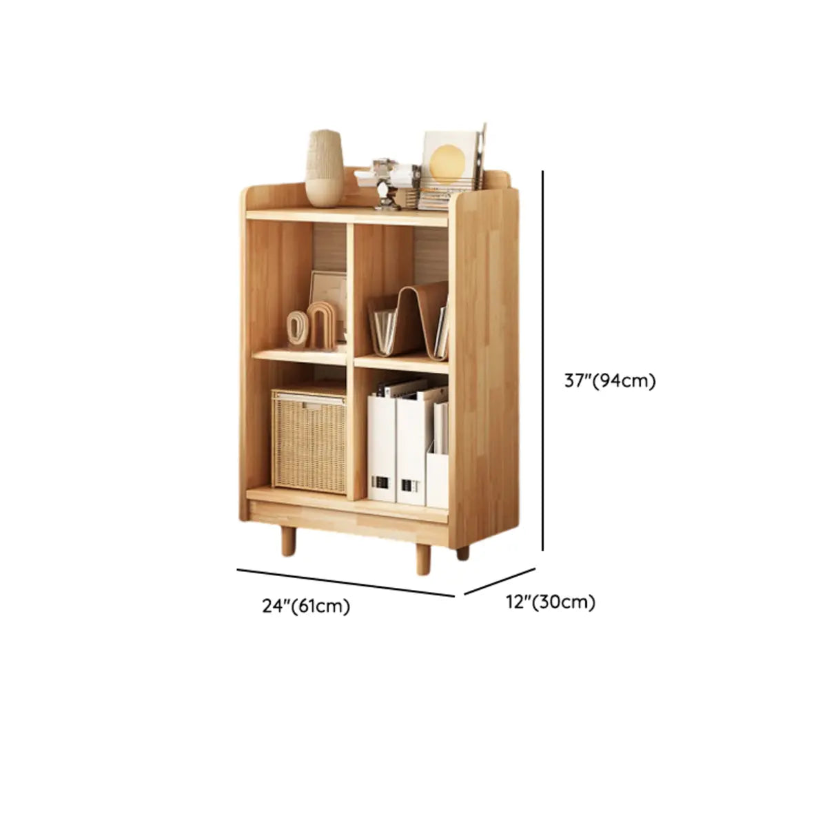 Modern Horizontal Pine Natural Shelf Storage Bookcase Image - 19