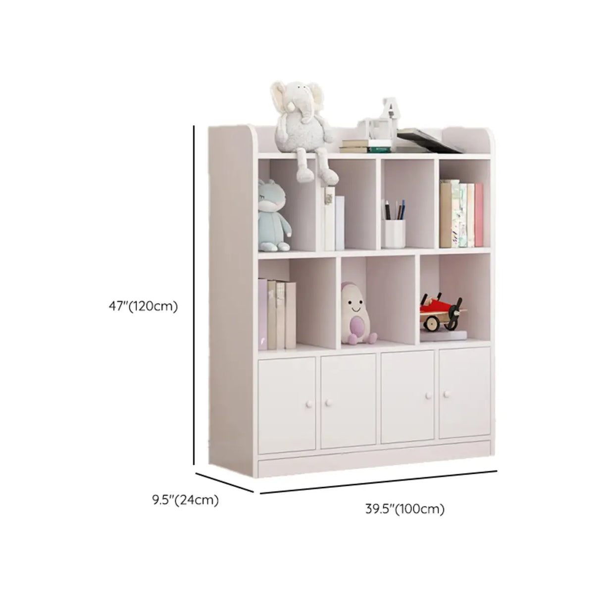 Modern Horizontal White Simple Wood Display Bookcases 