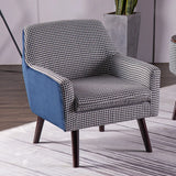 Modern Houndstooth Fabric Living Room Blue Arm Accent Chair Image - 8