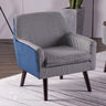 Modern Houndstooth Fabric Living Room Blue Arm Accent Chair Image - 8