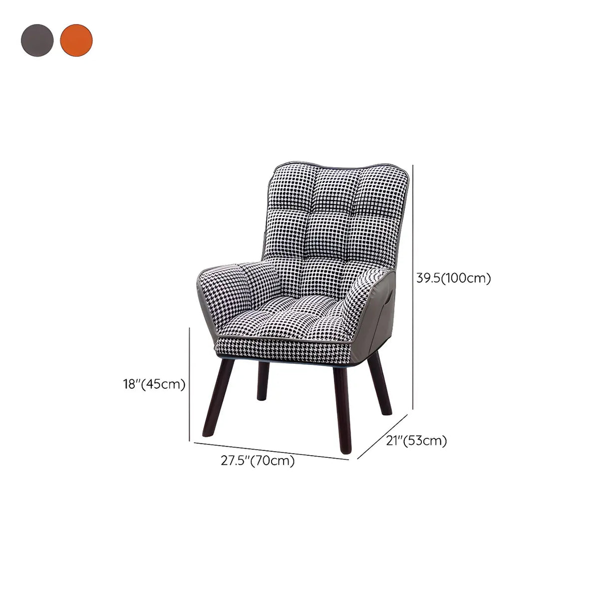 Modern Houndstooth Task Cushioned Wood Office Chair 