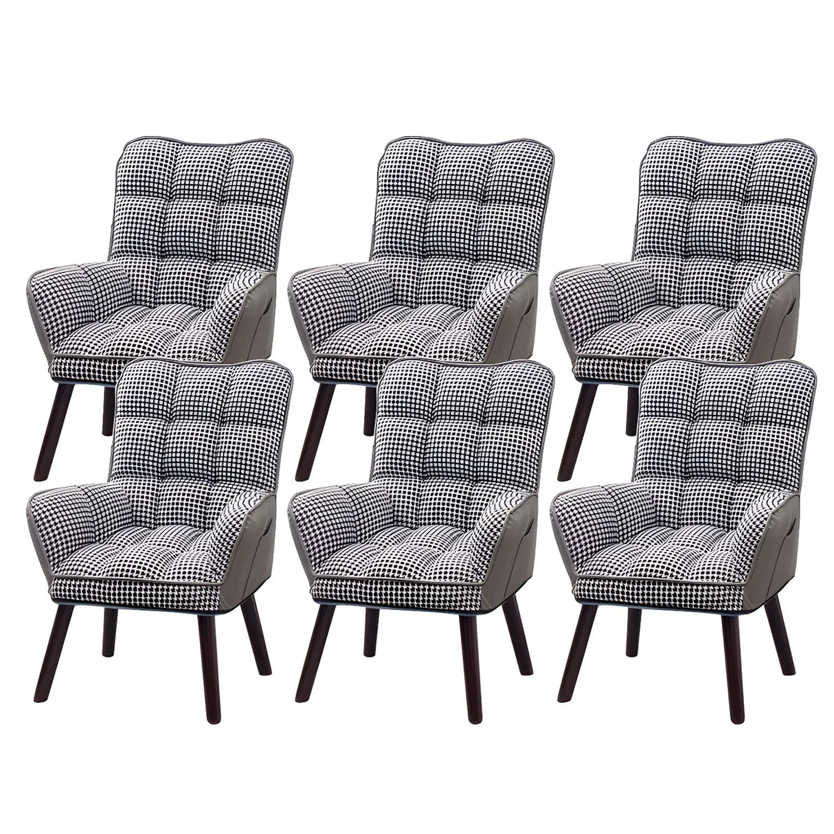 Modern Houndstooth Task Cushioned Wood Office Chair Image - 8