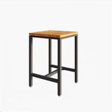 Modern Industrial Square Bar Height Cafe Table with Footrest Image - 2