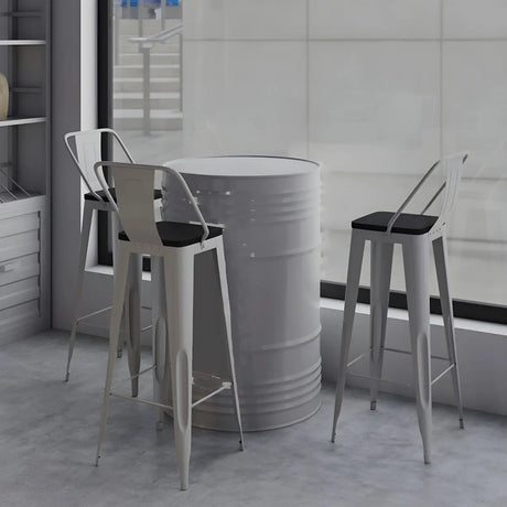 Modern Industrial Steel Drum Counter Height Bar Table for Cafe Image - 2