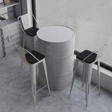 Modern Industrial Steel Drum Counter Height Bar Table for Cafe Image - 4
