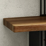 Modern Industrial Vertical Wood Wave 4-Tier Bookshelf Image - 3