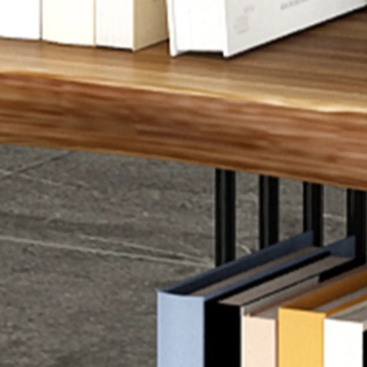 Modern Industrial Vertical Wood Wave 4-Tier Bookshelf Image - 5