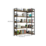 Modern Industrial Wood Metal Frame Corner Bookshelf Image - 17