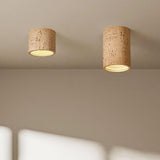 Modern Khaki Cylinder Flush Mount Ceiling Light 2-Light Image - 1