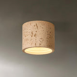 Modern Khaki Cylinder Flush Mount Ceiling Light 2-Light Image - 10