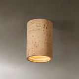 Modern Khaki Cylinder Flush Mount Ceiling Light 2-Light Image - 14
