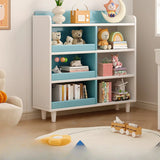 Modern Kids Closed Back Toy Organizer Wide Bookcase Image - 2