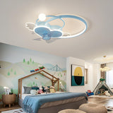 Modern Kids Room Love Heart Ring Ceiling Fan with Light Image - 2
