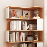 Modern Kids Room Open Back Vertical Wood Corner Bookshelf Image - 10