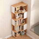Modern Kids Room Open Back Vertical Wood Corner Bookshelf Image - 11