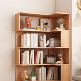 Modern Kids Room Open Back Vertical Wood Corner Bookshelf Image - 14