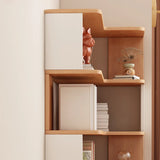 Modern Kids Room Open Back Vertical Wood Corner Bookshelf Image - 15