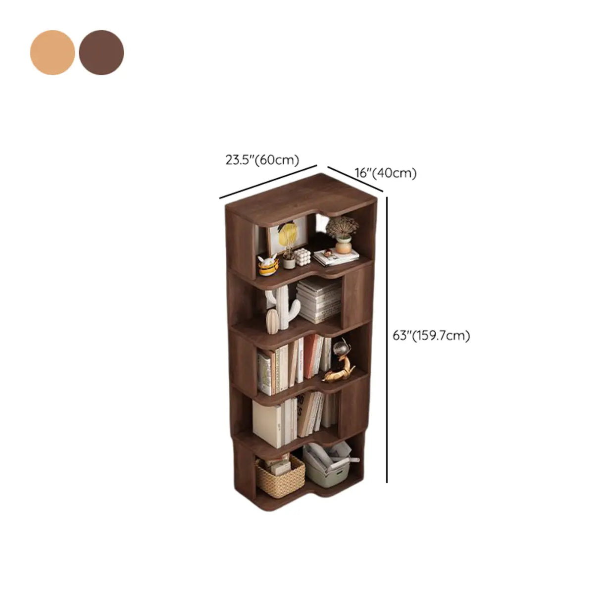 Modern Kids Room Open Back Vertical Wood Corner Bookshelf Image - 17