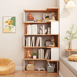 Modern Kids Room Open Back Vertical Wood Corner Bookshelf Image - 5