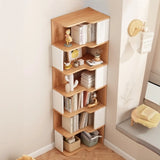 Modern Kids Room Open Back Vertical Wood Corner Bookshelf Image - 9