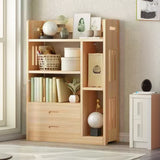 Modern Kids Room Vertical Wooden Natural Bookshelf Image - 1